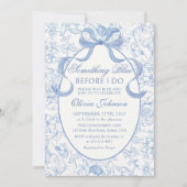 Etwas Blue Bow Chinoiserie Brautparty Einladung (Vorderseite)