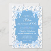 Etwas Blue Bow Floral Brautparty Einladung (Vorderseite)