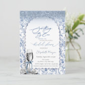 Etwas Blue Bow Glitzer Champagne Wildblume Einladung (Stehend Vorderseite)