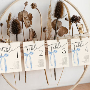 Etwas Blue Bow Tiying Knot Bridal Tischnummer