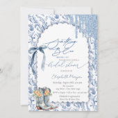 Etwas Blue Bow Tropfens Cowboy Boots Floral Einladung (Vorderseite)