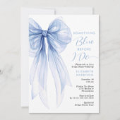 Etwas Blue Bow Watercolor Brautparty Einladung (Vorderseite)