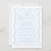 Etwas Blue Bow Wavy Modernes Brautparty Einladung (Vorderseite)