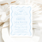 Etwas Blue Bow Wavy Modernes Brautparty Einladung