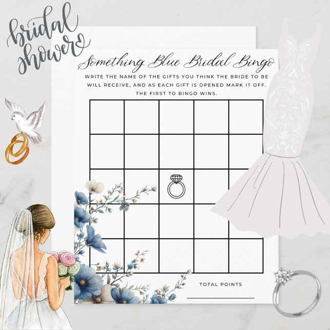 Etwas Blue Brautparty Bingo Game (The perfect game for a bridal shower! Guests will enjoy and make memories with this bingo game.)