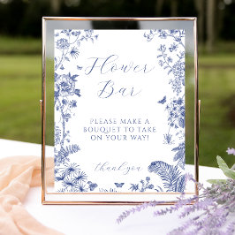 Etwas Blue Brautparty Blume Bar Sign Poster