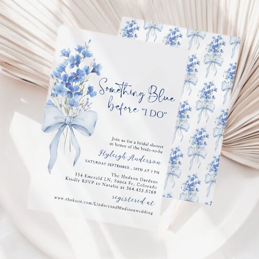 Etwas Blue Brautparty| Dusty Blue Ribbon Einladung