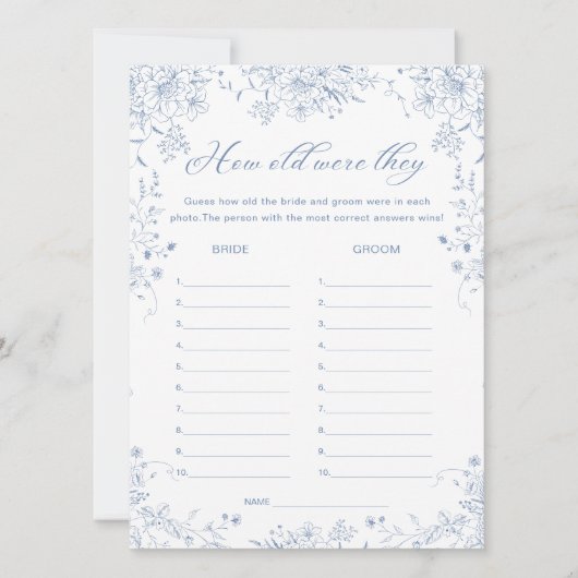 Etwas Blue Brautparty Guge Age Game Card Einladung (Vorderseite)