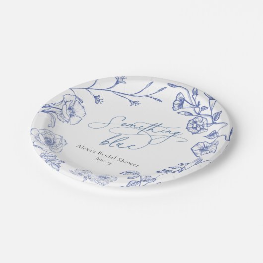 Etwas Blue Brautparty Pappteller (Schrägansicht)