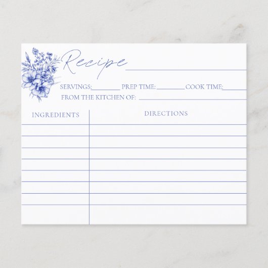 Etwas Blue Brautparty Rezept Cards (Vorderseite)