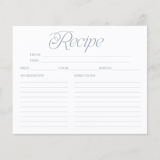 Etwas Blue Brautparty Rezept Cards (Vorderseite)