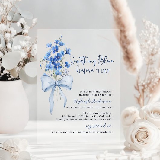 Etwas Blue Brautparty | Wildblume Ribbon Acryleinladungen