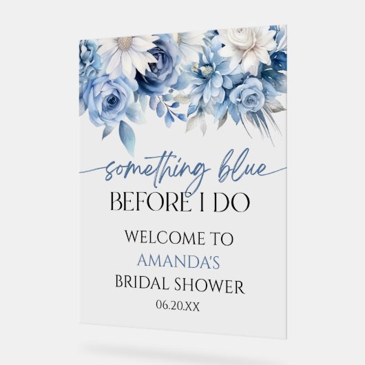 Etwas Blue Brautparty Willkommen Acrylschild (Winkel)