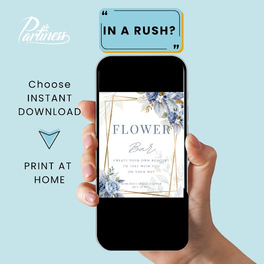 Etwas Blue Bridal Blume Bar Sign Poster