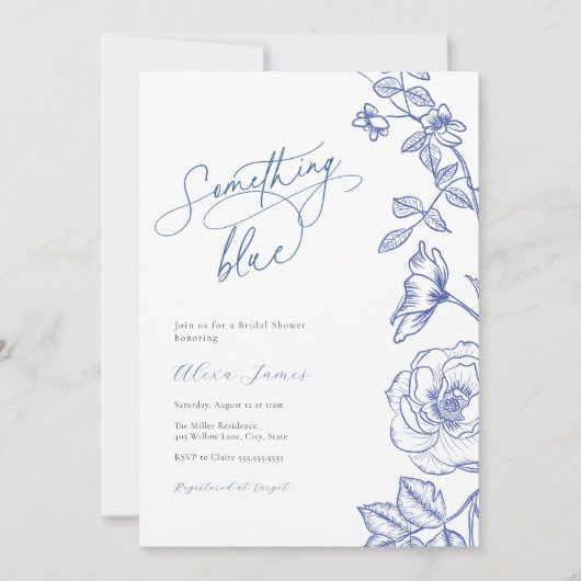 Etwas Blue Bridal Dusche Einladung (Vorderseite)