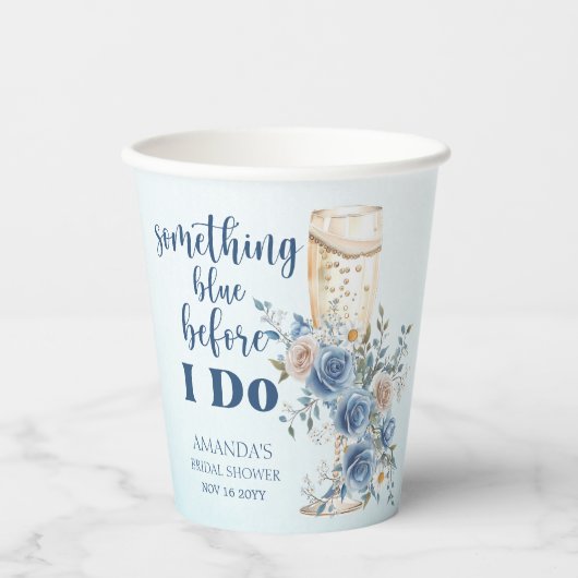 Etwas Blue Champagne Brautparty Pappbecher (Vorderseite)