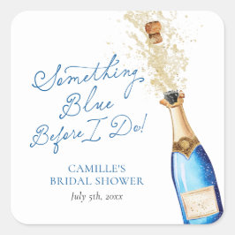 Etwas Blue Champagne Bridal Brunch Quadratischer Aufkleber
