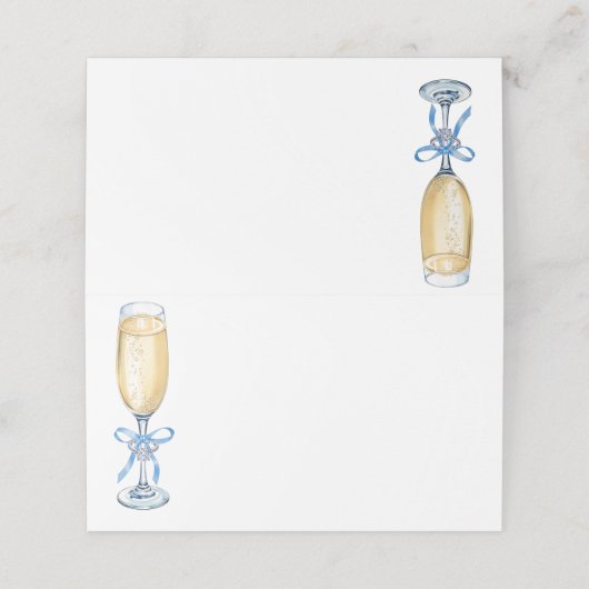 Etwas Blue Champagne Bridal Platzkarte (Außenseite Aufgefaltet)