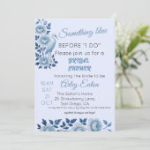 Etwas Blue Chinoiserie Brautparty Einladung (Stehend Vorderseite)