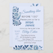 Etwas Blue Chinoiserie Brautparty Einladung (Vorne/Hinten)
