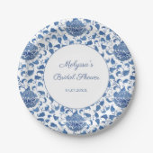 Etwas Blue Chinoiserie Print Polterabend Pappteller (Vorderseite)
