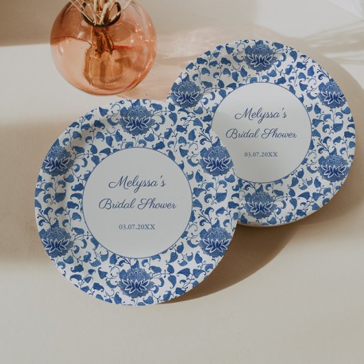 Etwas Blue Chinoiserie Print Polterabend Pappteller