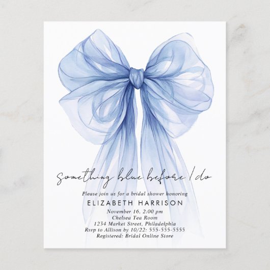 Etwas Blue Coquette Bow Brautparty laden ein (Vorderseite)