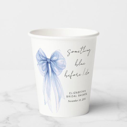 Etwas Blue Coquette Bow Brautparty Pappbecher (Rückseite)