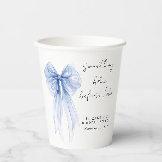 Etwas Blue Coquette Bow Brautparty Pappbecher (Vorderseite)
