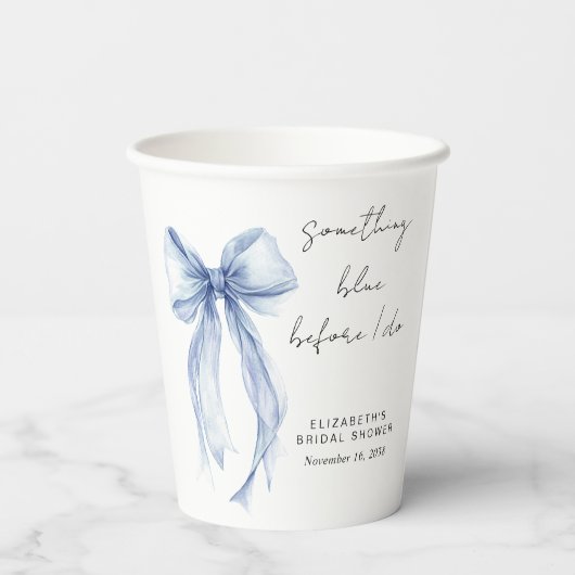 Etwas Blue Coquette Bow Brautparty Pappbecher (Rückseite)