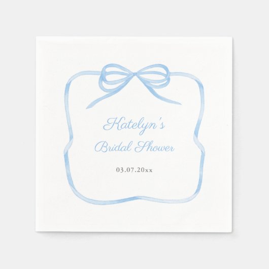 Etwas Blue Coquette Bow Brautparty Party Serviette (Vorderseite)