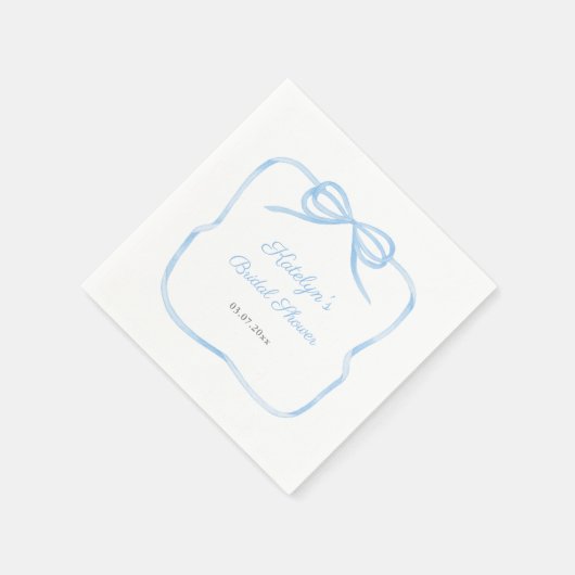 Etwas Blue Coquette Bow Brautparty Party Serviette (Ecke)