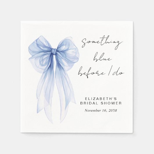 Etwas Blue Coquette Bow Brautparty Serviette (Vorderseite)