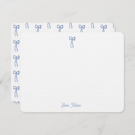 Etwas Blue Coquette Bow Bridal Custom Mitteilungskarte (Vorne/Hinten)