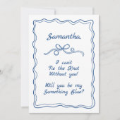 Etwas Blue Crew Bow Bridesmaid Vorschlag Einladung (Vorderseite)