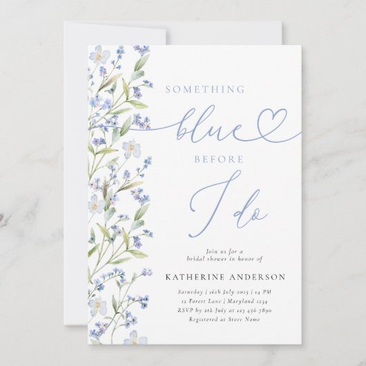 Etwas Blue Dusty Blue Bridal Dusche Einladung (Vorderseite)