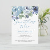 Etwas Blue Dusty Blue Floral Brautparty Einladung (Stehend Vorderseite)