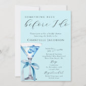 Etwas Blue Elegant Bow Martini Brautparty Einladung (Vorderseite)
