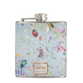 Etwas Blue Elegante Wildblume Hochzeit Flachmann (Vorderseite)