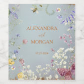 Etwas Blue Elegante Wildblume Hochzeit Weinetikett (Einzelnes Label)