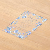 Etwas Blue Elegantes Chinoiserie Brautparty Acryleinladungen (Ablage )