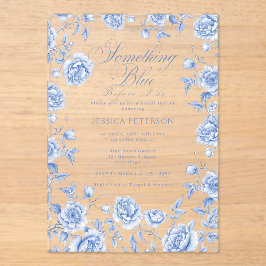 Etwas Blue Elegantes Chinoiserie Brautparty Acryleinladungen