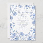 Etwas Blue Elegantes Chinoiserie Brautparty Einladung (Vorderseite)