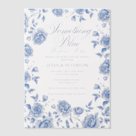 Etwas Blue Elegantes Chinoiserie Brautparty Pergament Einladungen