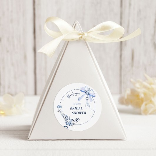 Etwas Blue Floral Bow Arch Brautparty Runder Aufkleber