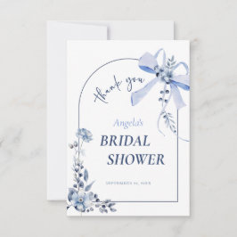 Etwas Blue Floral Bow Brautparty Dankeskarte