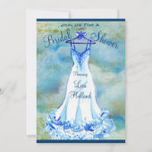 Etwas Blue Floral - Brautdusche Einladung (Vorderseite)