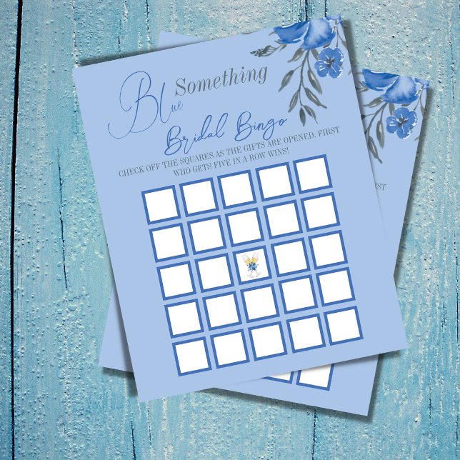 Etwas Blue Floral Brautparty Bingo Game (Von Creator hochgeladen)
