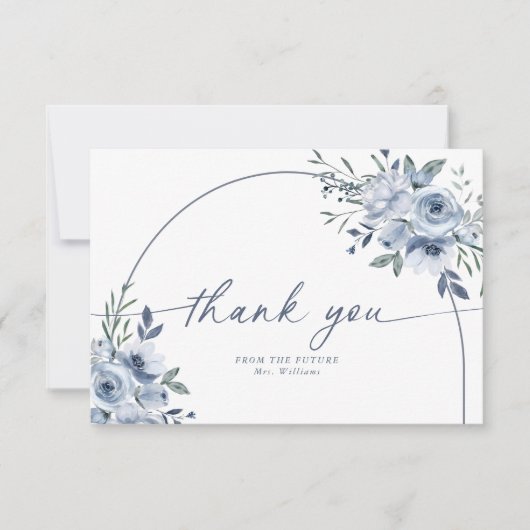 Etwas Blue Floral Brautparty Danke Karte (Vorderseite)