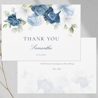 Etwas Blue Floral Brautparty Danke Karte